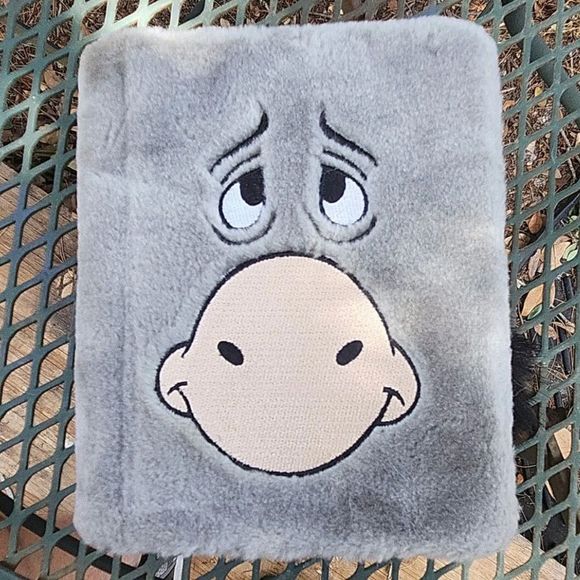 Disney Other - Disney Winnie the Poohs EEYORE Plush Fluffy Notebook Journal Cover with Tail